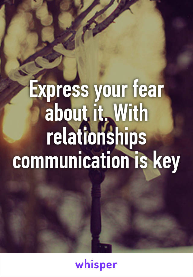 Express your fear about it. With relationships communication is key 