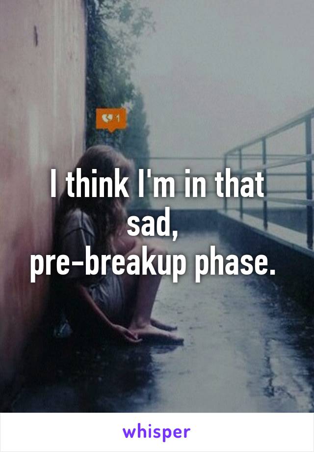 I think I'm in that sad, 
pre-breakup phase. 