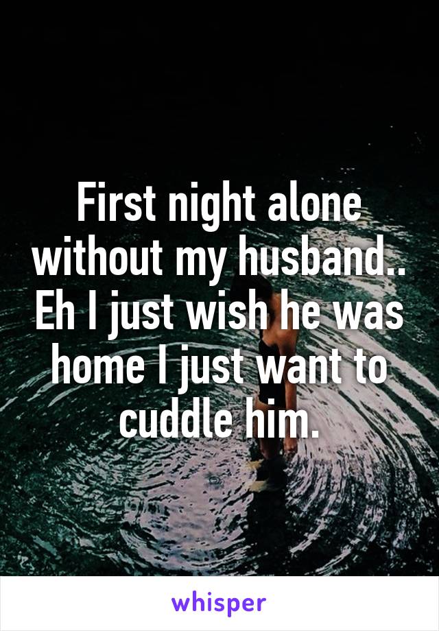 First night alone without my husband.. Eh I just wish he was home I just want to cuddle him.