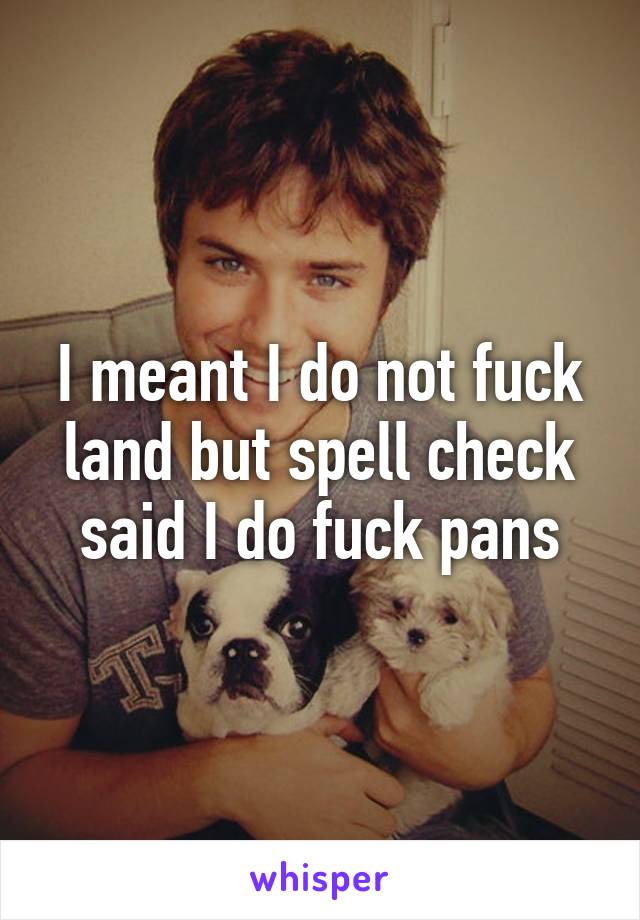 I meant I do not fuck land but spell check said I do fuck pans