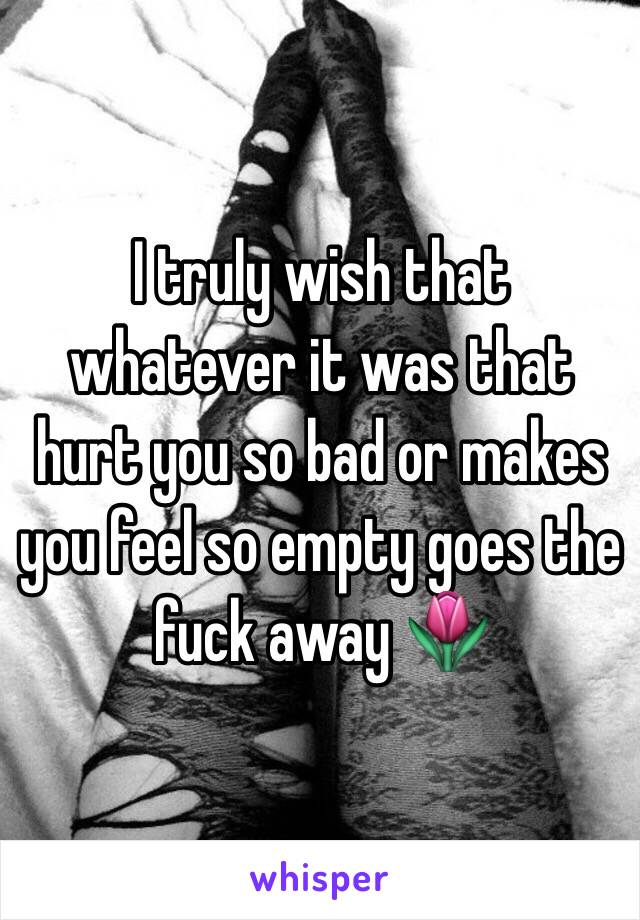 I truly wish that whatever it was that hurt you so bad or makes you feel so empty goes the fuck away 🌷