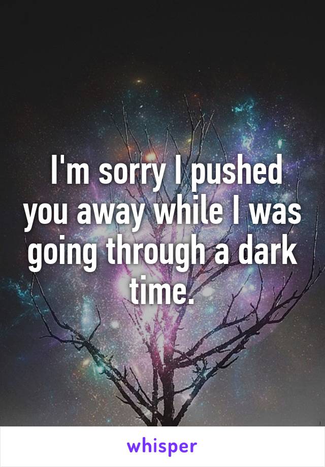  I'm sorry I pushed you away while I was going through a dark time.