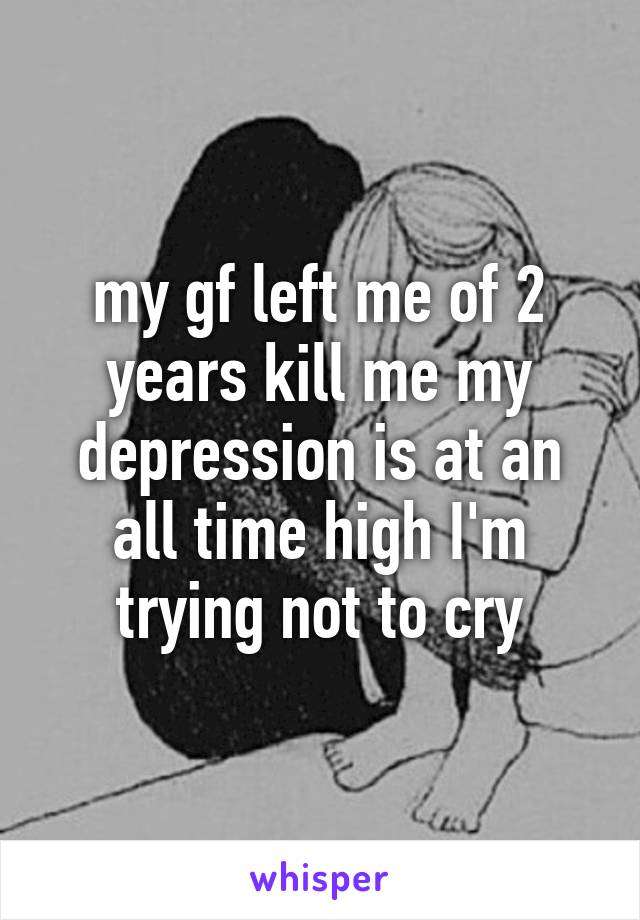 my gf left me of 2 years kill me my depression is at an all time high I'm trying not to cry