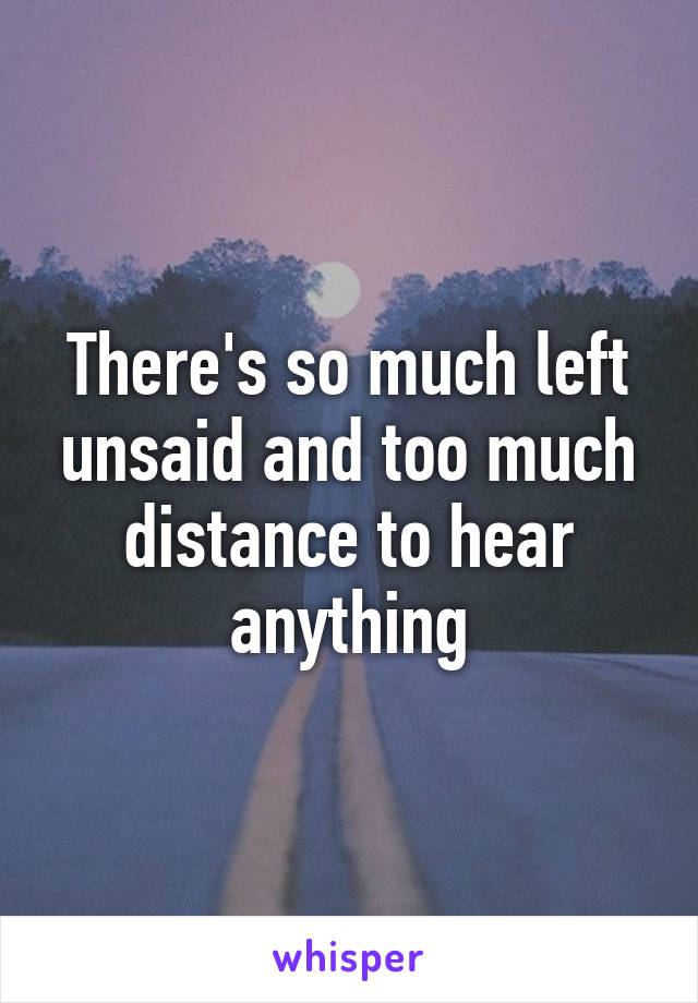 There's so much left unsaid and too much distance to hear anything