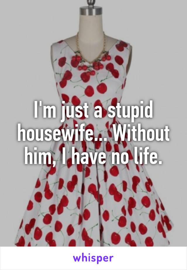 I'm just a stupid housewife... Without him, I have no life.