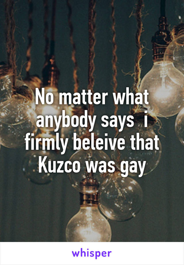 No matter what anybody says  i firmly beleive that Kuzco was gay