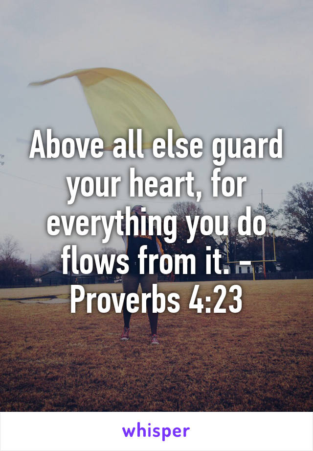 Above all else guard your heart, for everything you do flows from it. - Proverbs 4:23