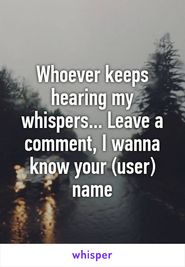 Whoever keeps hearing my whispers... Leave a comment, I wanna know your (user) name