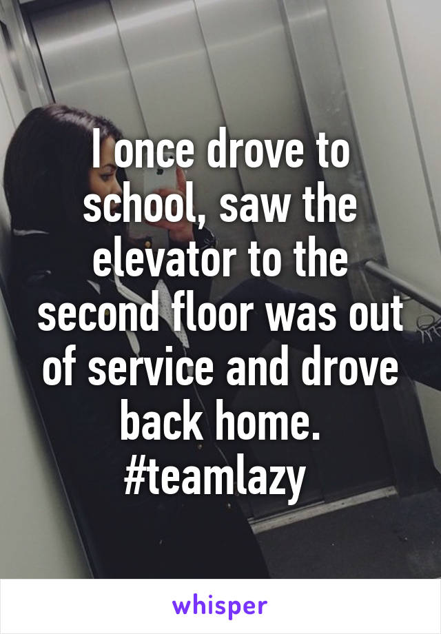 I once drove to school, saw the elevator to the second floor was out of service and drove back home. #teamlazy 