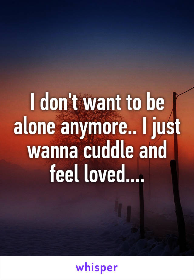 I don't want to be alone anymore.. I just wanna cuddle and feel loved....