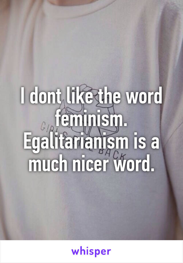 I dont like the word feminism. Egalitarianism is a much nicer word.