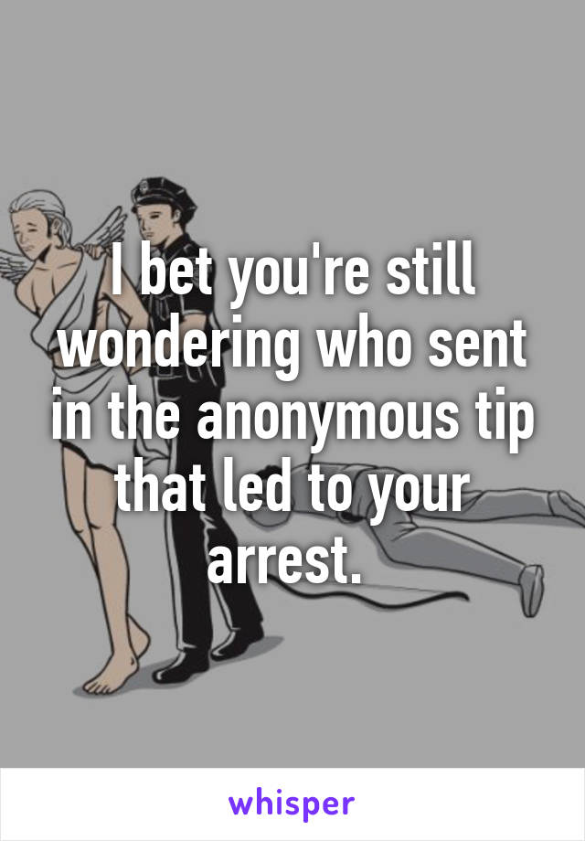 I bet you're still wondering who sent in the anonymous tip that led to your arrest. 