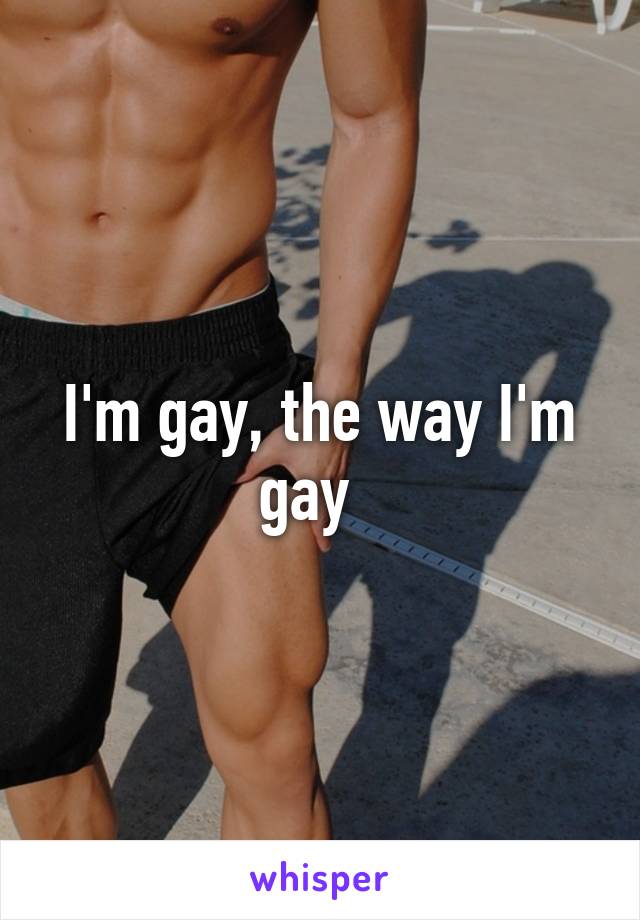 I'm gay, the way I'm gay  