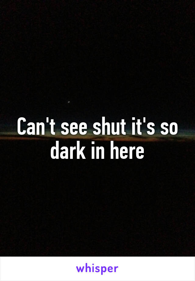 Can't see shut it's so dark in here