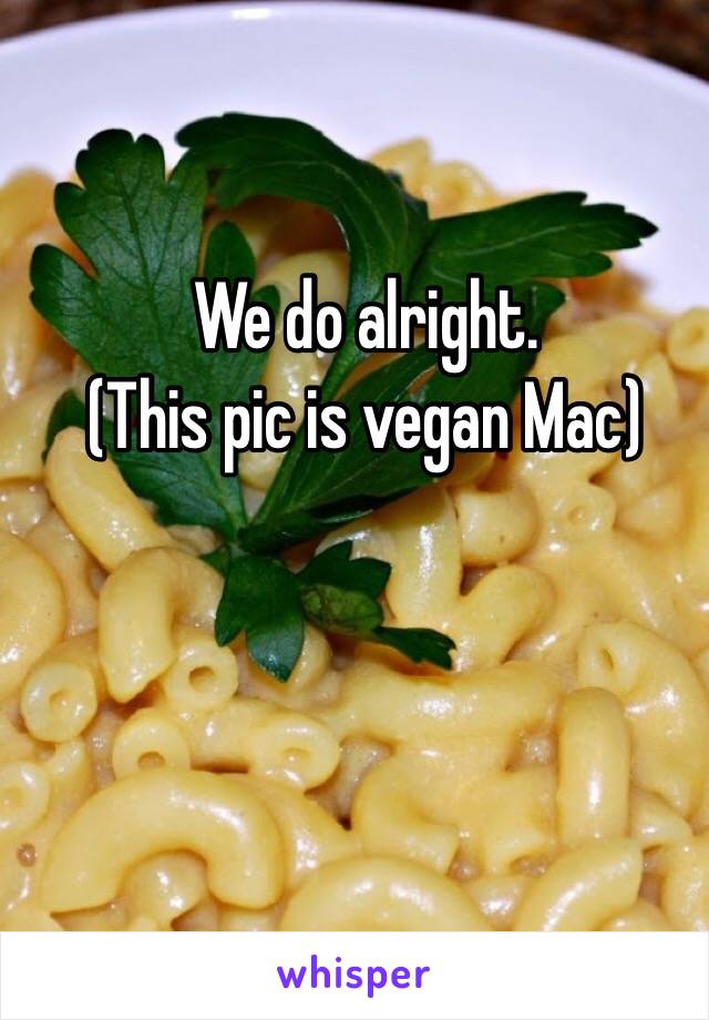 We do alright. 
(This pic is vegan Mac)