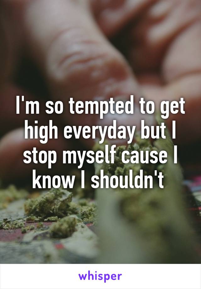 I'm so tempted to get high everyday but I stop myself cause I know I shouldn't 