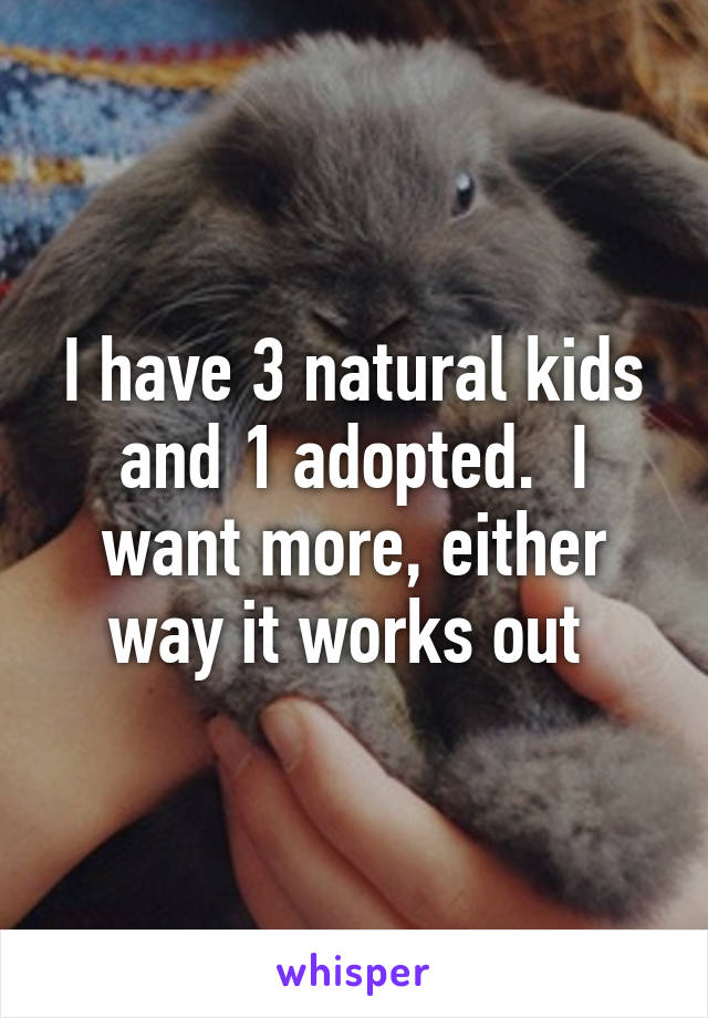 I have 3 natural kids and 1 adopted.  I want more, either way it works out 