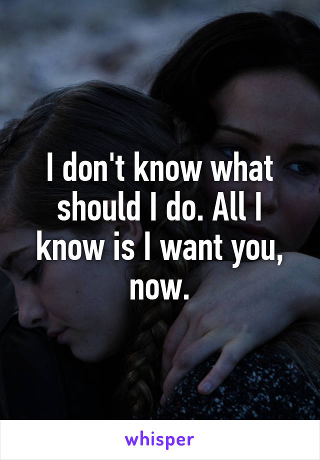 I don't know what should I do. All I know is I want you, now.