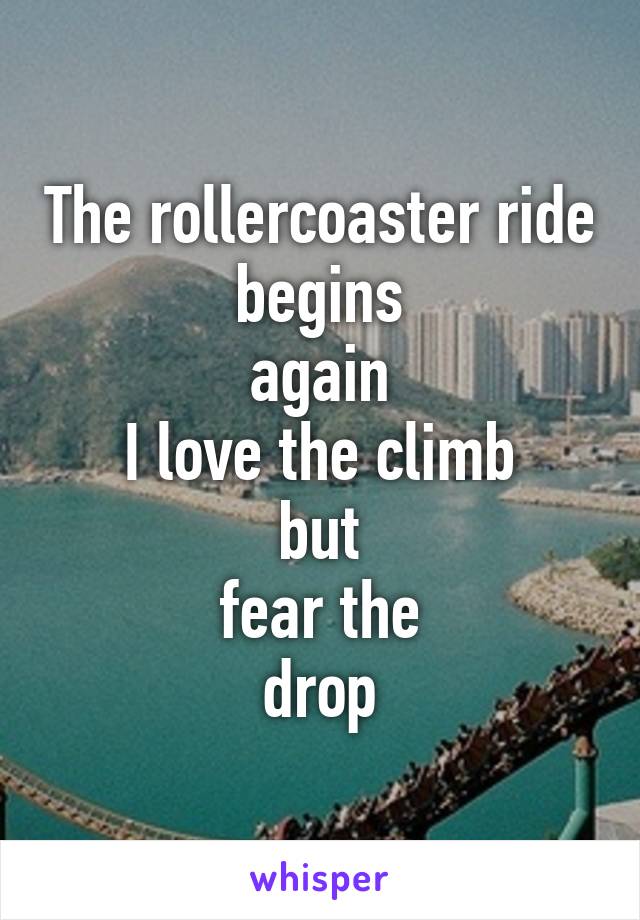 The rollercoaster ride begins
again
I love the climb
but
fear the
drop