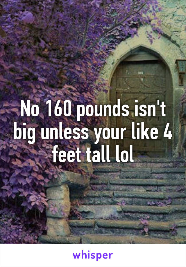 No 160 pounds isn't big unless your like 4 feet tall lol