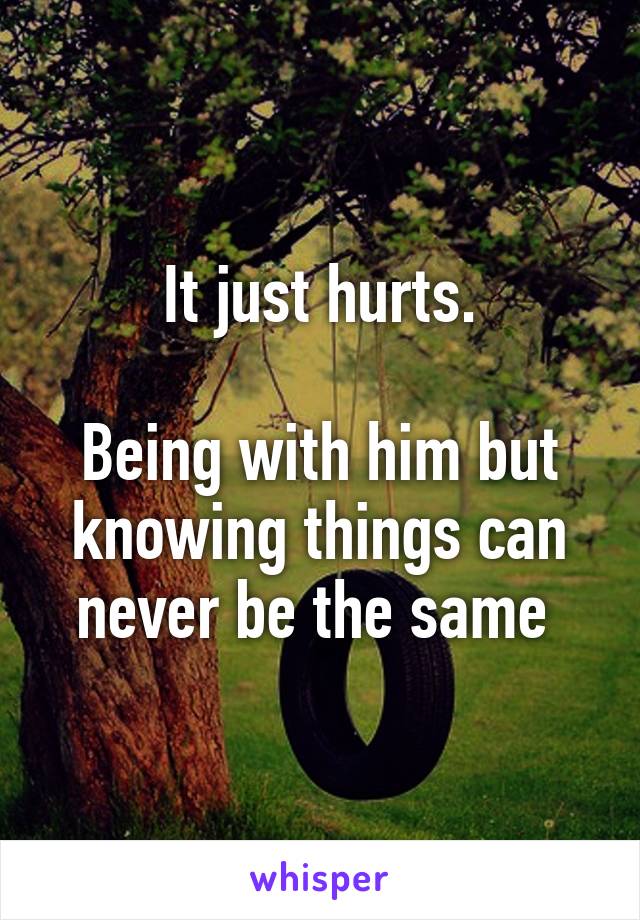 It just hurts.

Being with him but knowing things can never be the same 