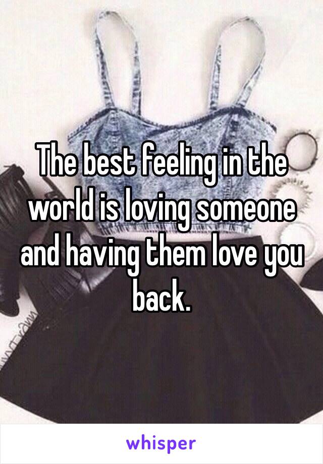 The best feeling in the world is loving someone and having them love you back.