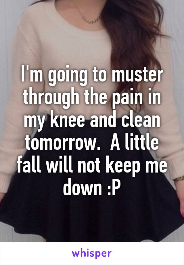 I'm going to muster through the pain in my knee and clean tomorrow.  A little fall will not keep me down :P