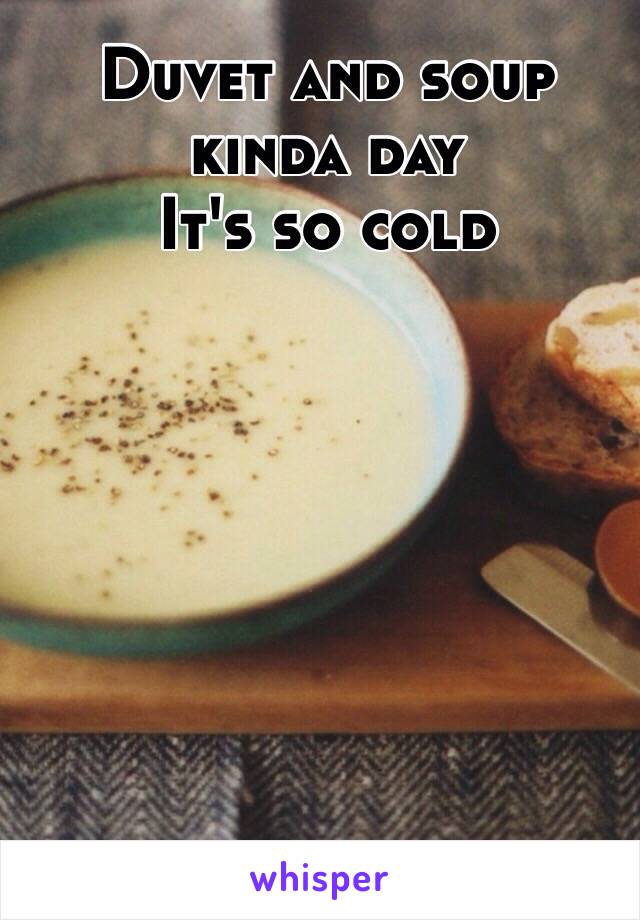 Duvet and soup kinda day 
It's so cold 