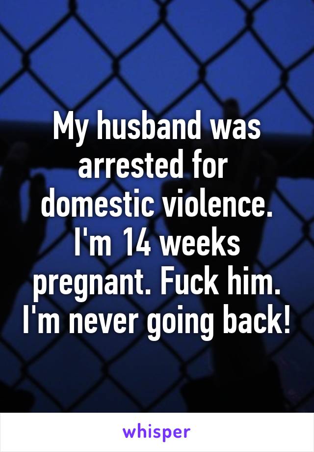 My husband was arrested for  domestic violence. I'm 14 weeks pregnant. Fuck him. I'm never going back!