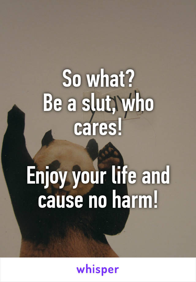 So what?
Be a slut, who cares!

Enjoy your life and cause no harm!