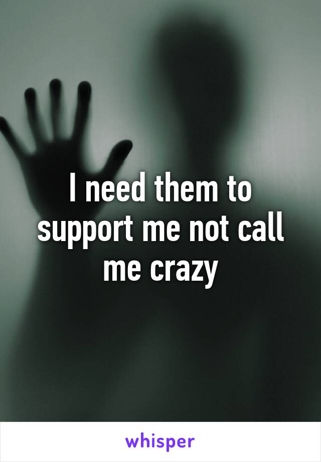 I need them to support me not call me crazy