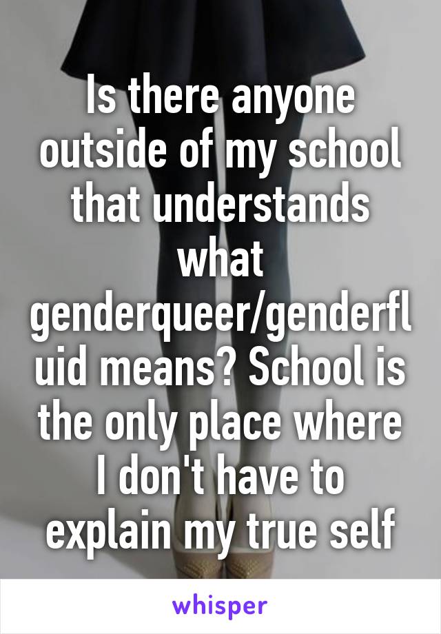 Is there anyone outside of my school that understands what genderqueer/genderfluid means? School is the only place where I don't have to explain my true self