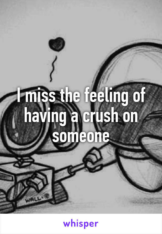 I miss the feeling of having a crush on someone