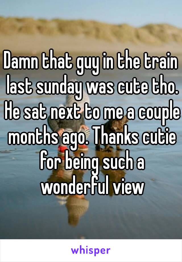 Damn that guy in the train last sunday was cute tho. He sat next to me a couple months ago. Thanks cutie for being such a wonderful view