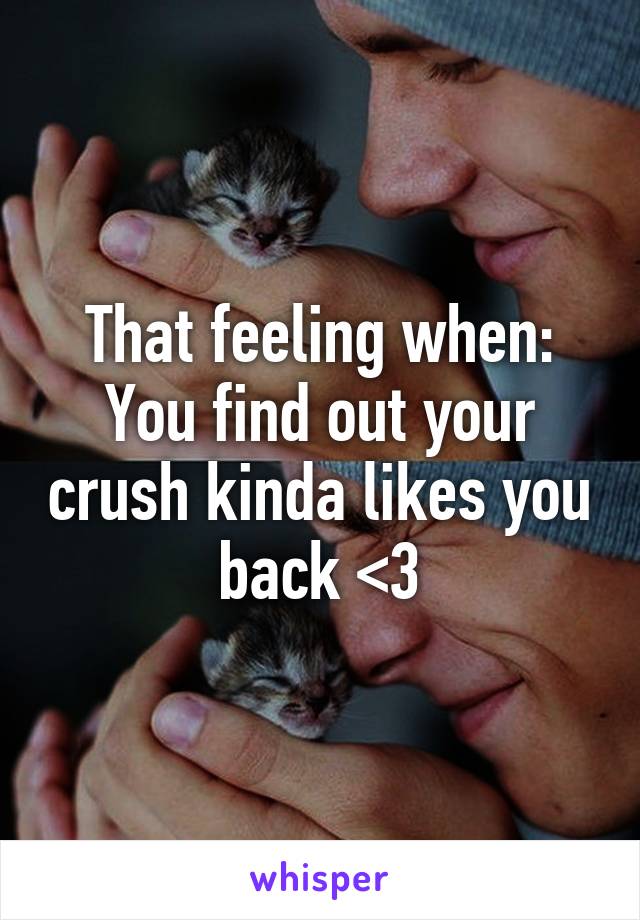 That feeling when:
You find out your crush kinda likes you back <3