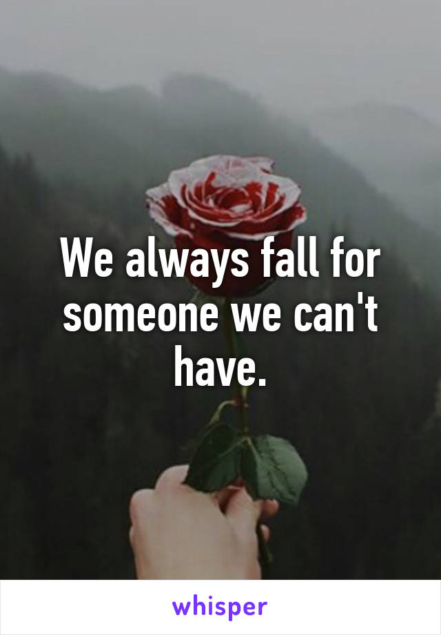 We always fall for someone we can't have.