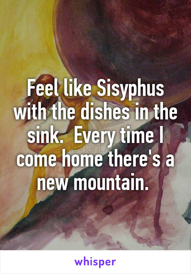 Feel like Sisyphus with the dishes in the sink.  Every time I come home there's a new mountain. 