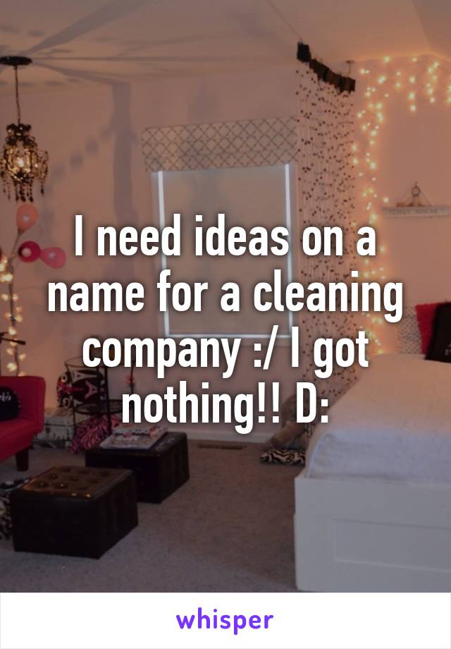 I need ideas on a name for a cleaning company :/ I got nothing!! D: