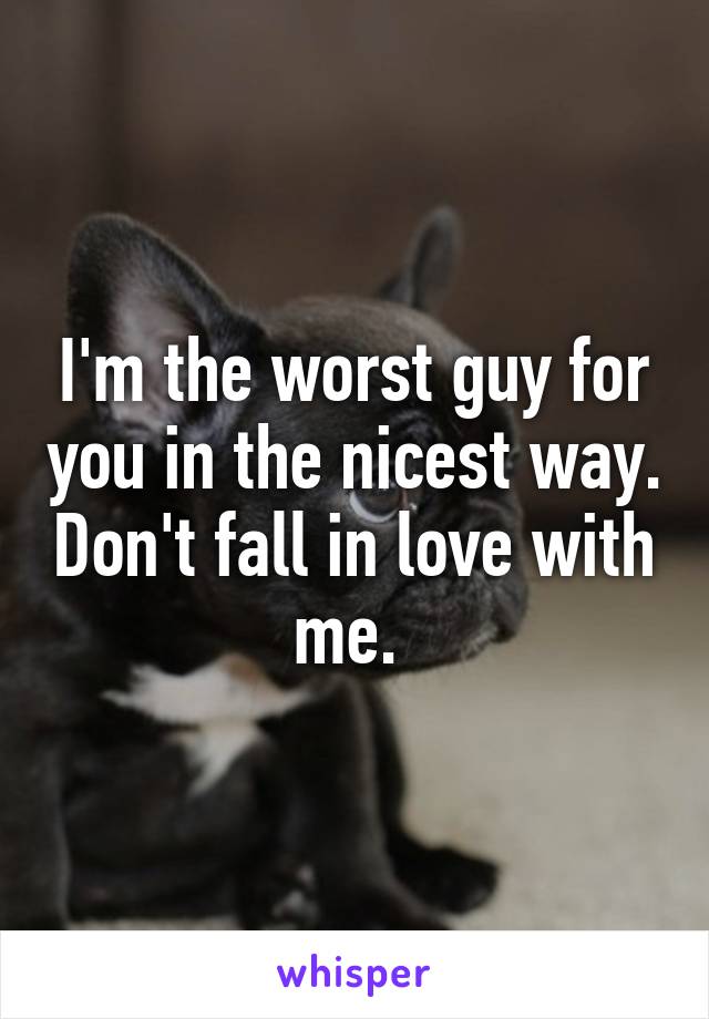 I'm the worst guy for you in the nicest way. Don't fall in love with me. 