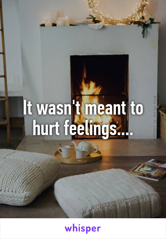 It wasn't meant to hurt feelings....