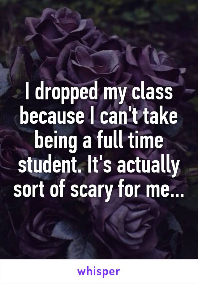 I dropped my class because I can't take being a full time student. It's actually sort of scary for me...