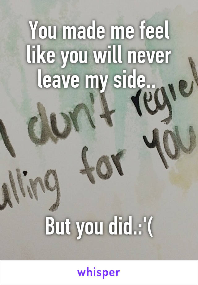 You made me feel like you will never leave my side.. 





But you did.:'(
