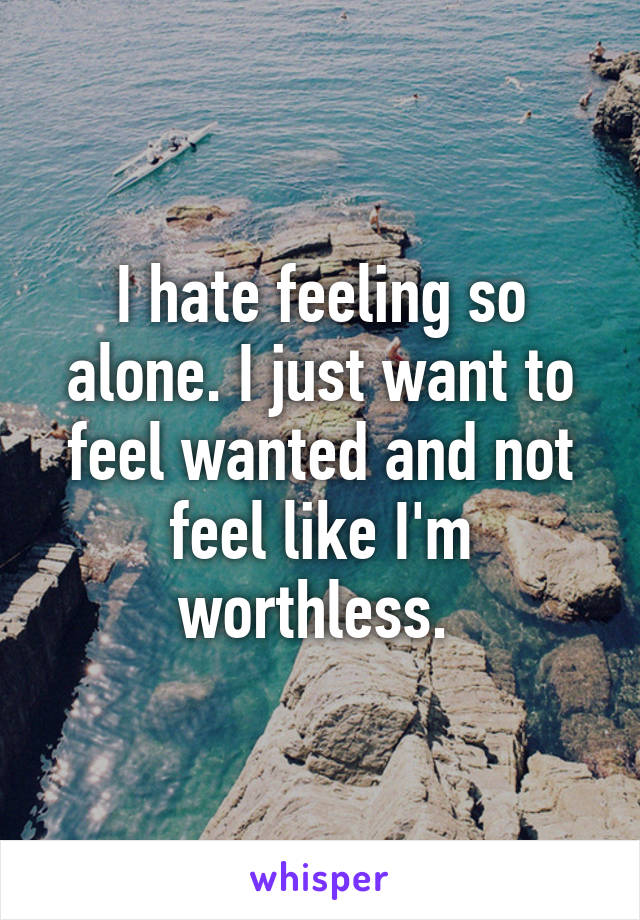 I hate feeling so alone. I just want to feel wanted and not feel like I'm worthless. 