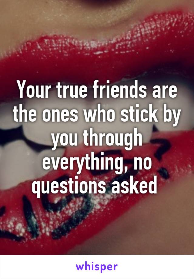 Your true friends are the ones who stick by you through everything, no questions asked 