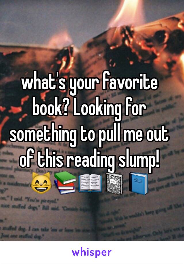 what's your favorite book? Looking for something to pull me out of this reading slump! 
😸📚📖📓📘