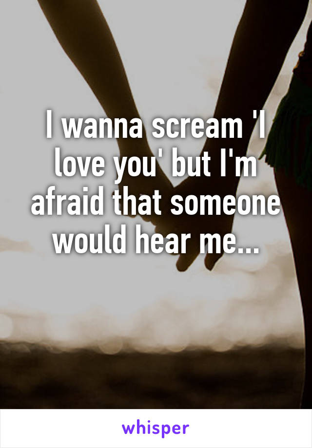 I wanna scream 'I love you' but I'm afraid that someone would hear me...

