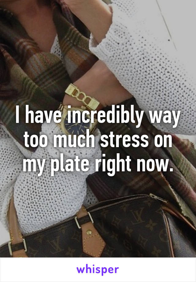 I have incredibly way too much stress on my plate right now.