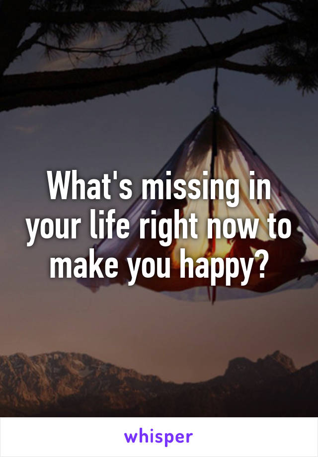 What's missing in your life right now to make you happy?