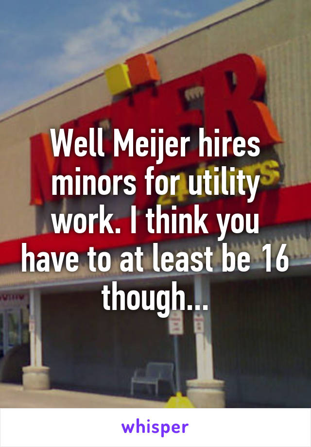 Well Meijer hires minors for utility work. I think you have to at least be 16 though...