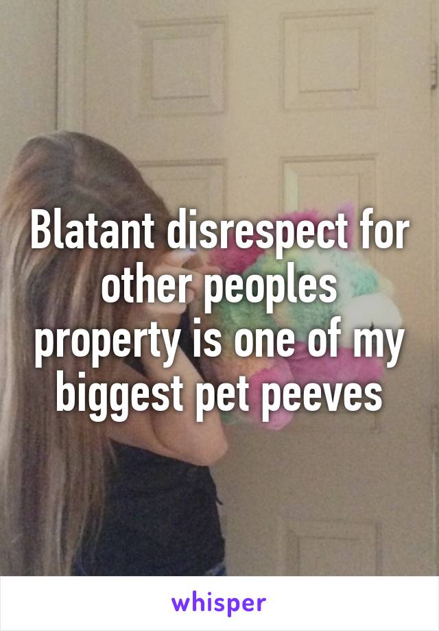 Blatant disrespect for other peoples property is one of my biggest pet peeves